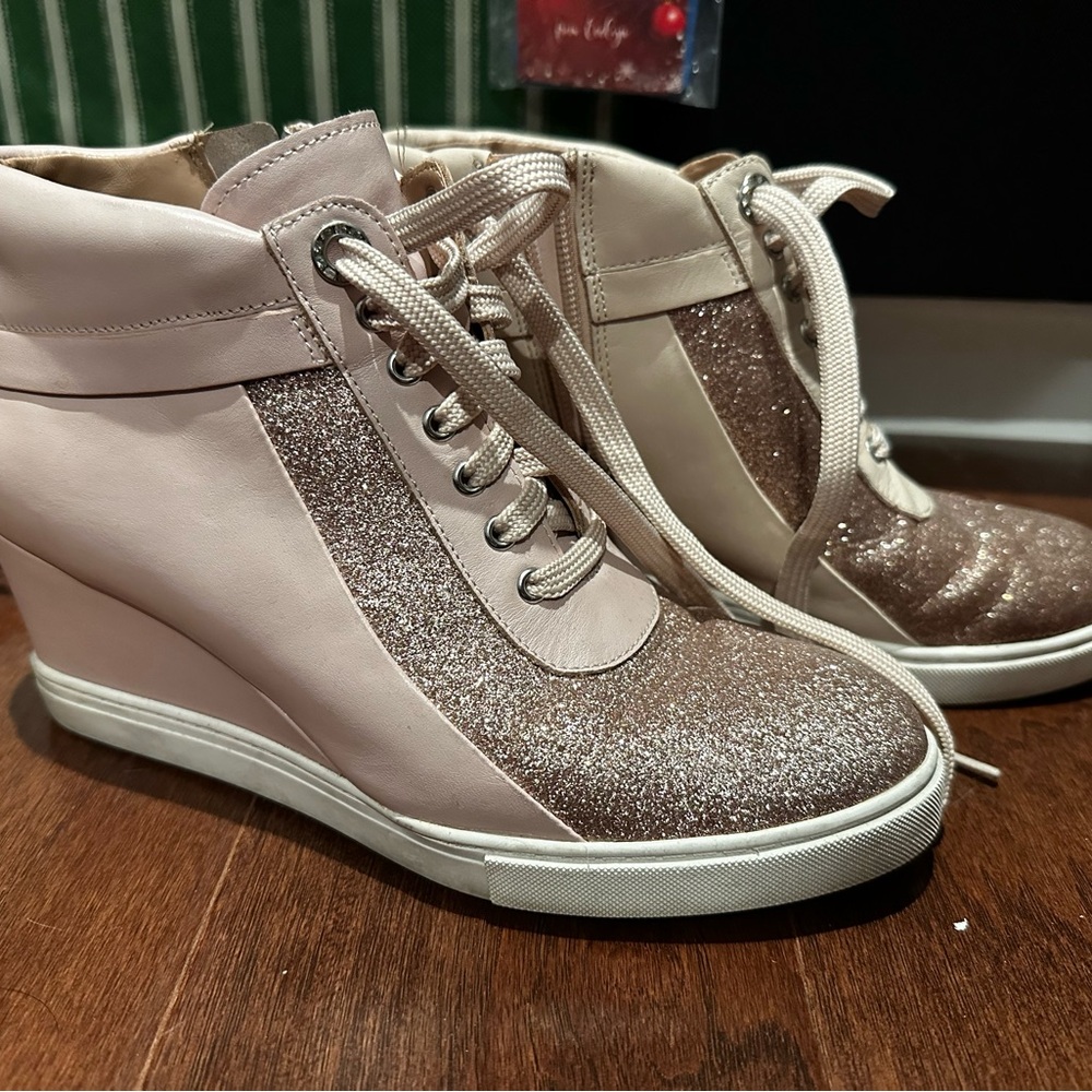 Pink Linea Paolo wedge sneakers. size 8.